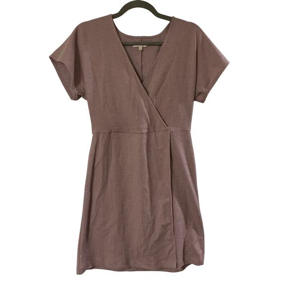 Madewell Mauve Textured Wrap Front Short Sleeve Dress Women’s Small Cotton Blend - Picture 10 of 11